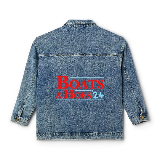 Boats & Hoes 24 Vintage Logo For Your Step Brother Classic Women's Denim Jackets