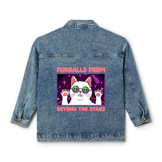 Cat Alien, Aliens, UFO, UAP, Space Unknown Flight Classic Women's Denim Jackets