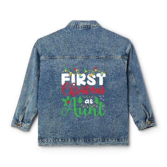 First Christmas as Aunt, Christmas Design gifts Classic Women's Denim Jackets