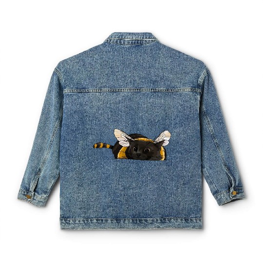 Fuzzy Little Bumblebee Kitty Classic Women's Denim Jackets