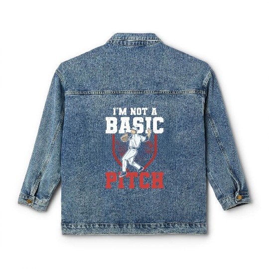 Funny Baseball Pitcher Classic Women's Denim Jackets