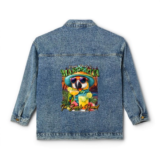 Balanced Diet is A Margarita in Eachs Hands Parrot Classic Women's Denim Jackets