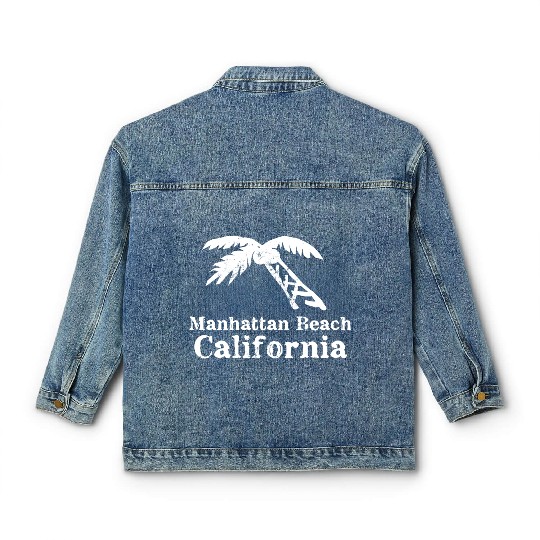 Manhattan Beach California Palm Tree Souvenirs Classic Women's Denim Jackets