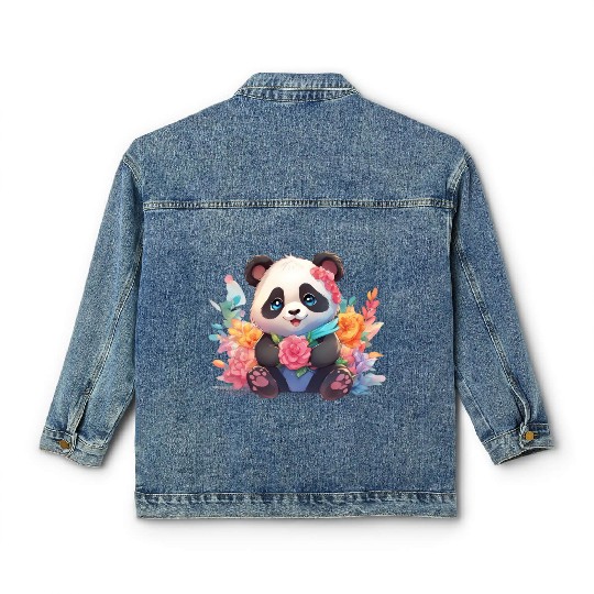 Bamboo Bliss Baby Panda Classic Women's Denim Jackets