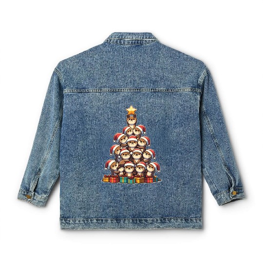 Otter Christmas Tree Merry Christmas Classic Women's Denim Jackets