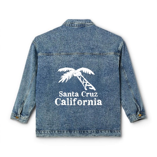 Santa Cruz California Palm Tree Souvenirs Gifts Classic Women's Denim Jackets