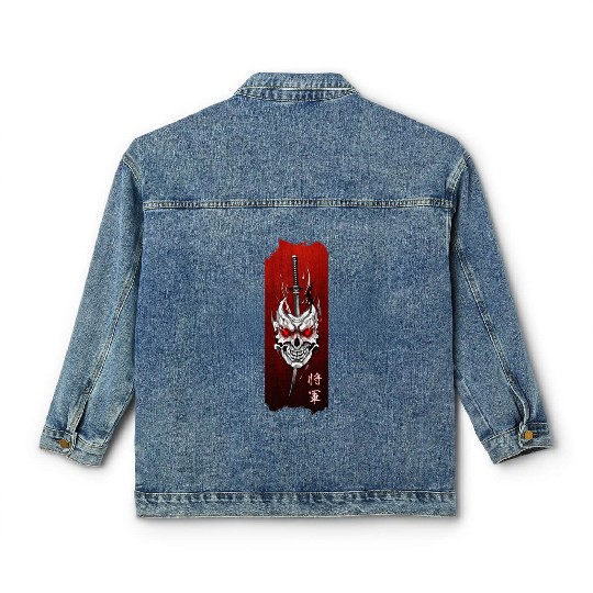 Shogun's Embrace: Mask, Katana, and Honor Classic Women's Denim Jackets