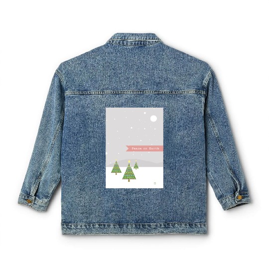 Peace On Earth Christmas Trees Falling Snow Winter Classic Women's Denim Jackets