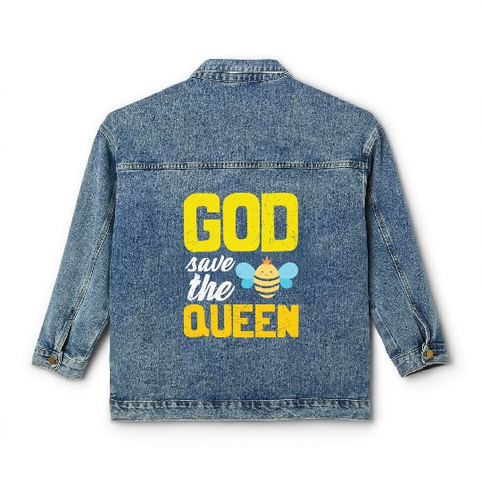 Earth Quote God Save The Queen Bee Classic Women's Denim Jackets