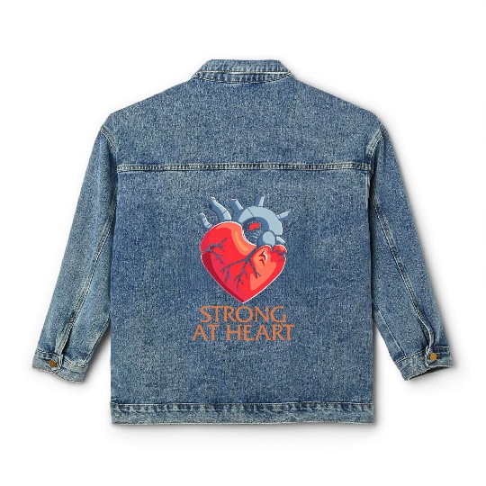 CHD Awareness Classic Women's Denim Jackets, Strong At Heart Pumping Iron