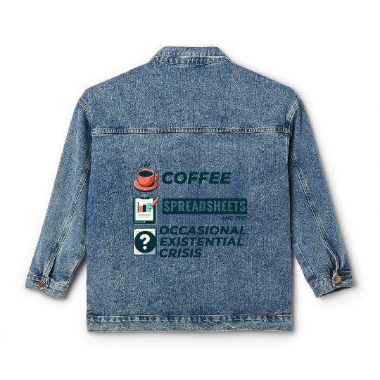 Accountant Bookkeeping Coffee Spreadsheets Funny Classic Women's Denim Jackets