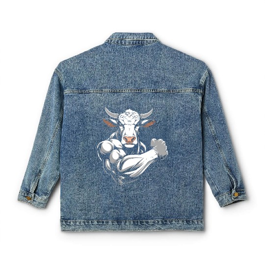 Workout Gym Cow Classic Women's Denim Jackets