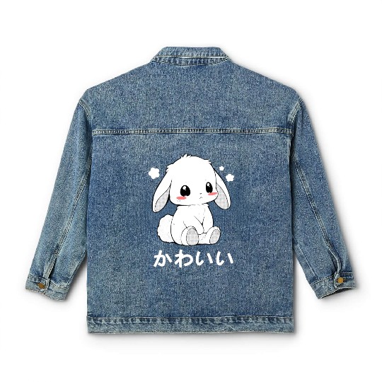 Kawaii Bunny Chibi Animal Japanese Cutesy Style Ae Classic Women's Denim Jackets
