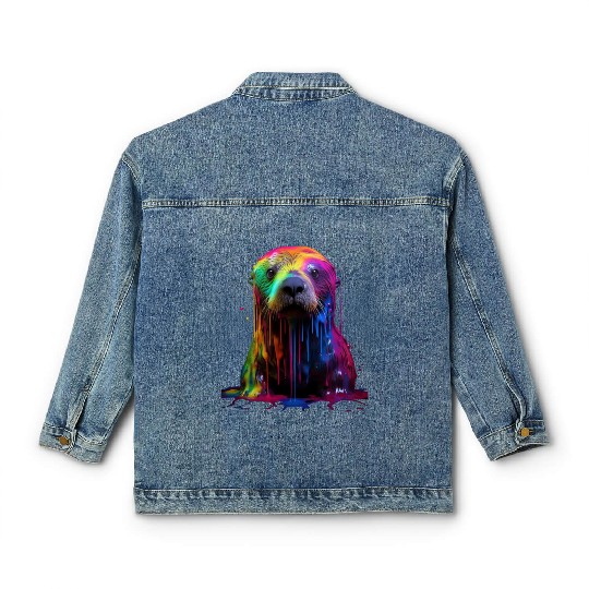 Rainbow Sea Otter Classic Women's Denim Jackets
