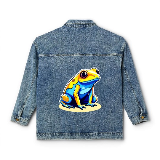 Golden Poison Frog Illustration Classic Women's Denim Jackets