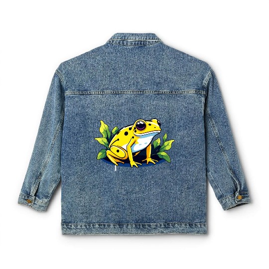 Golden Poison Frog Illustration Classic Women's Denim Jackets