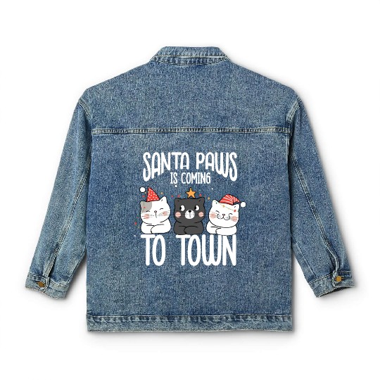 Santa paws is coming to town Classic Women's Denim Jackets
