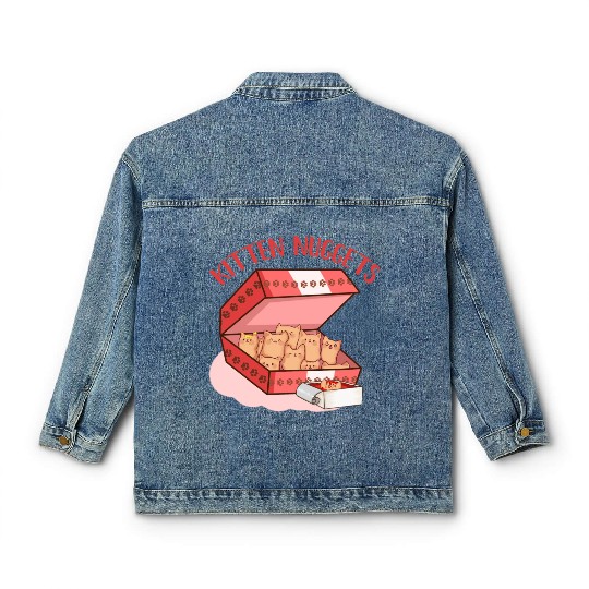 Funny Kittens as Chicken Nuggets, Cat Lover Classic Women's Denim Jackets