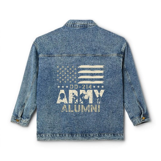 DD-214 Army Alumni Military US Flag Veteran USA Classic Women's Denim Jackets