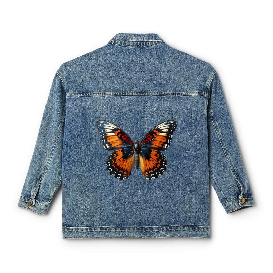 Butterfly Colorful Enchanting Delicate Insects Classic Women's Denim Jackets