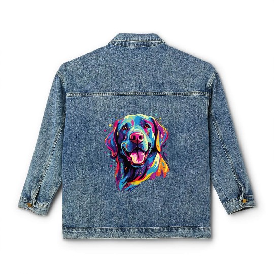 Watercolor Colorful Labrador Lab Classic Women's Denim Jackets