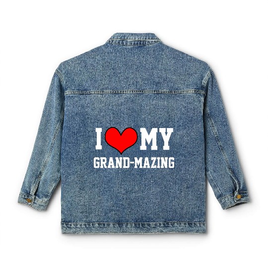 I Love My Grandma Amazing Puns Fun Mothers Day Kid Classic Women's Denim Jackets