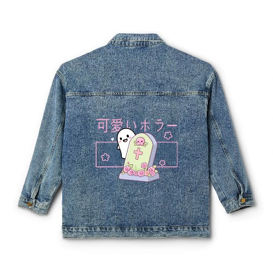 Kawaii Ghost Tombstone Cute Grave Japanese Pastel Classic Women's Denim Jackets