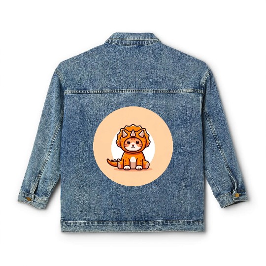 Cat in Stegosaurus Costume Classic Women's Denim Jackets