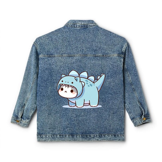 Cat in Stegosaurus Costume Classic Women's Denim Jackets