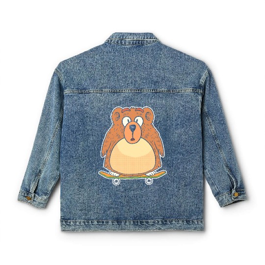 Skater Bear Skateboard Enthusiast Gift Classic Women's Denim Jackets