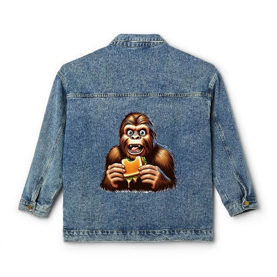 Bigfoot Discovers Grilled Cheese Sandwich Classic Women's Denim Jackets