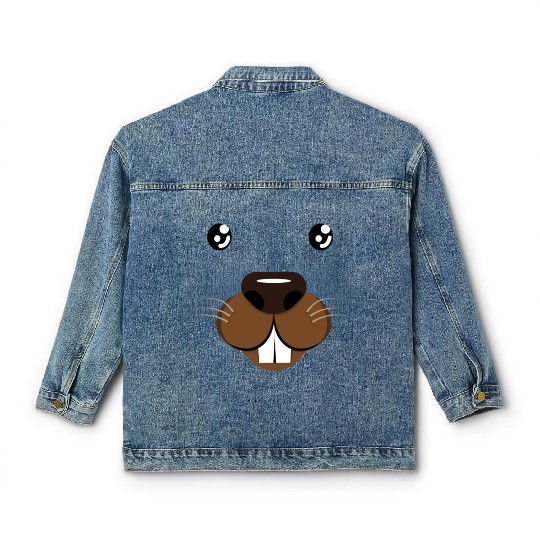 Groundhog Face Rodent Groundhog Day Classic Women's Denim Jackets