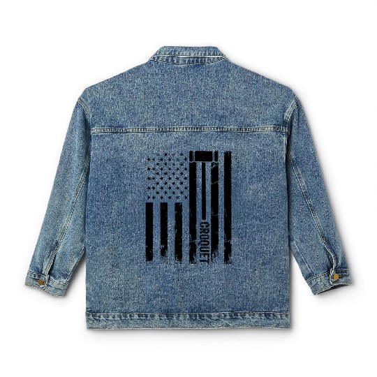 Croquet US Flag Croquet Player Classic Women's Denim Jackets
