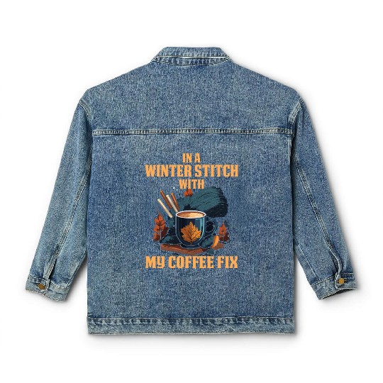 In a winter stitch with coffee fix Classic Women's Denim Jackets