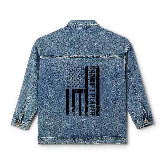 Croquet US Flag Croquet Player Classic Women's Denim Jackets