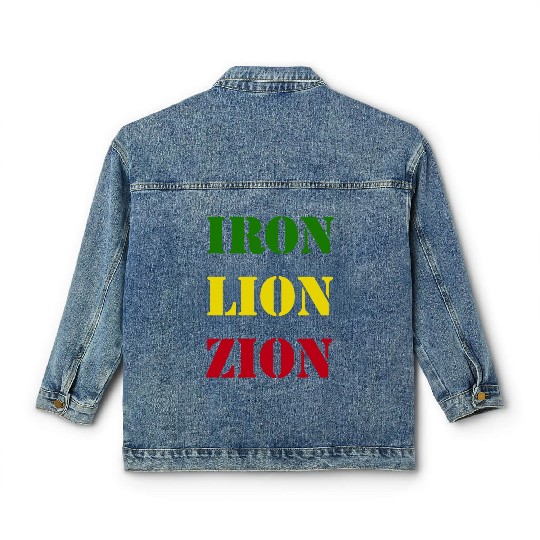 Iron Lion Zion, Jamaican Rasta Colors, Reggae Classic Women's Denim Jackets