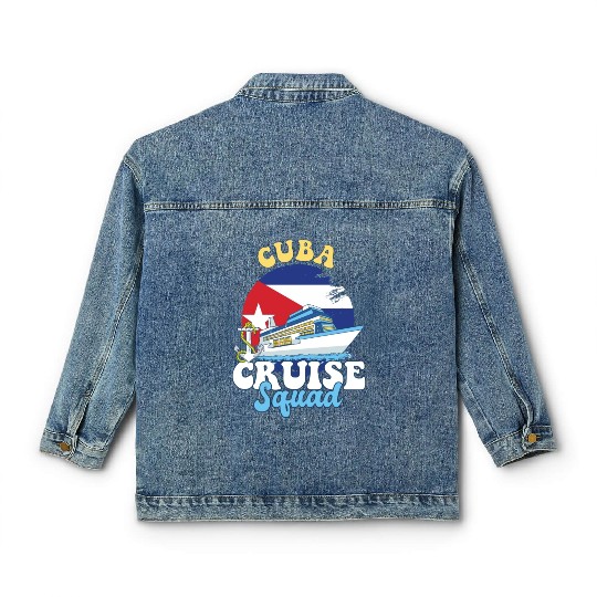 Cuba Cruise Squad Family Vacation Trip Classic Women's Denim Jackets