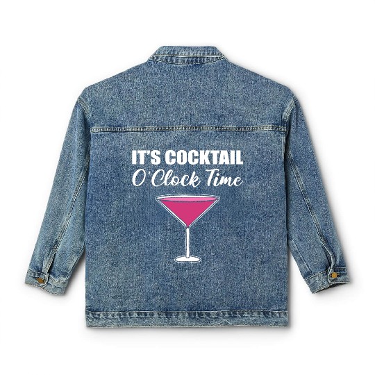 Cocktail O'clock Time Mexican Drinker Gift Classic Women's Denim Jackets