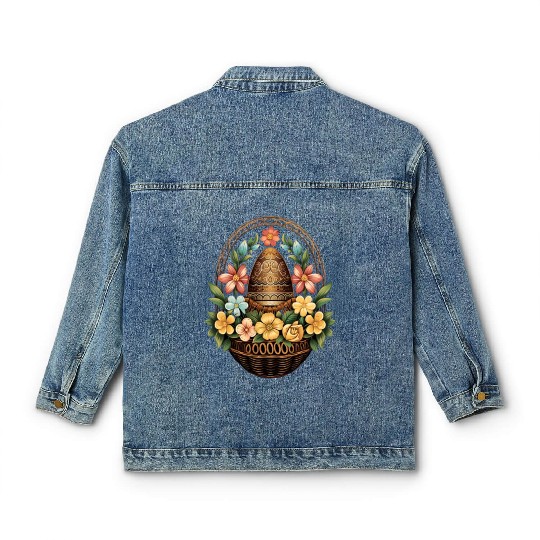 Easter Day Easter Egg Basket Mandala Art Egg Hunt Classic Women's Denim Jackets