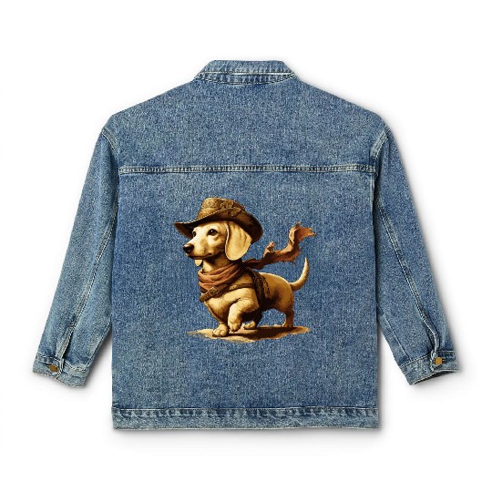 English Cream Dachshund Adventurer Classic Women's Denim Jackets