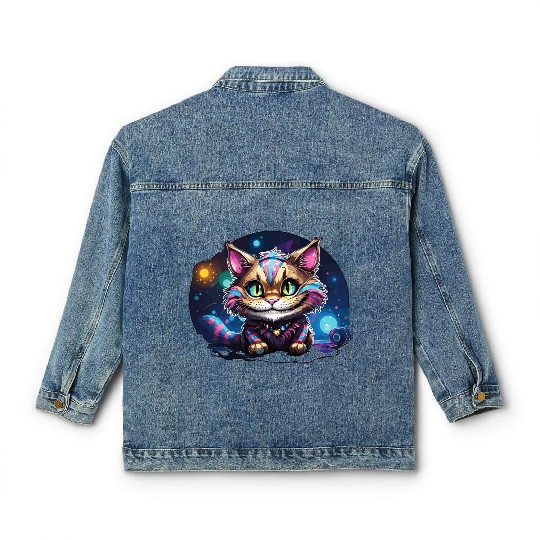 Fantasy Cheshire Cat Smile, Alice in Wonderland Classic Women's Denim Jackets