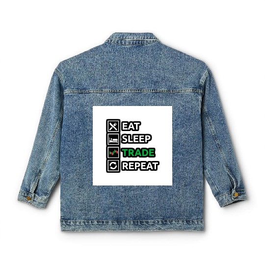 Bitcoin Eats Sleep Trade and Repeat Criptocurrency Classic Women's Denim Jackets