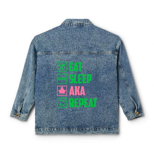 Eat Sleep AKA Repeat Alpha Kappa Alpha Womens Gift Classic Women's Denim Jackets