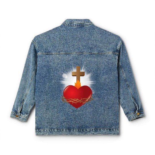 sacred heart of jesus Classic Women's Denim Jackets