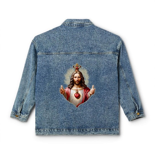 sacred heart of jesus Classic Women's Denim Jackets