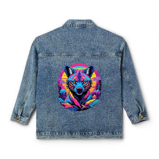 Neon Wild - Urban Hyena Portrait Classic Women's Denim Jackets