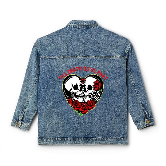 Heart Skulls Till Death Do Us Part © WhiteTigerLLC Classic Women's Denim Jackets