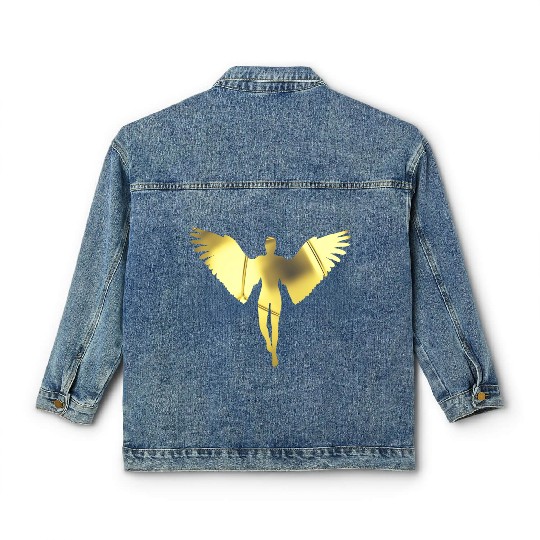 golden angel in a bright golden color Classic Women's Denim Jackets