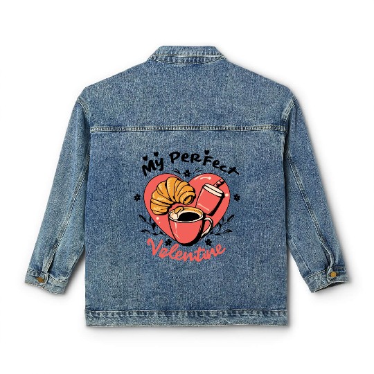 Coffee and Croissant | My Perfect Valentine Classic Women's Denim Jackets