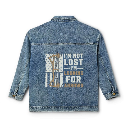 Funny Archery USA Flag Patriotic Hunter Classic Women's Denim Jackets